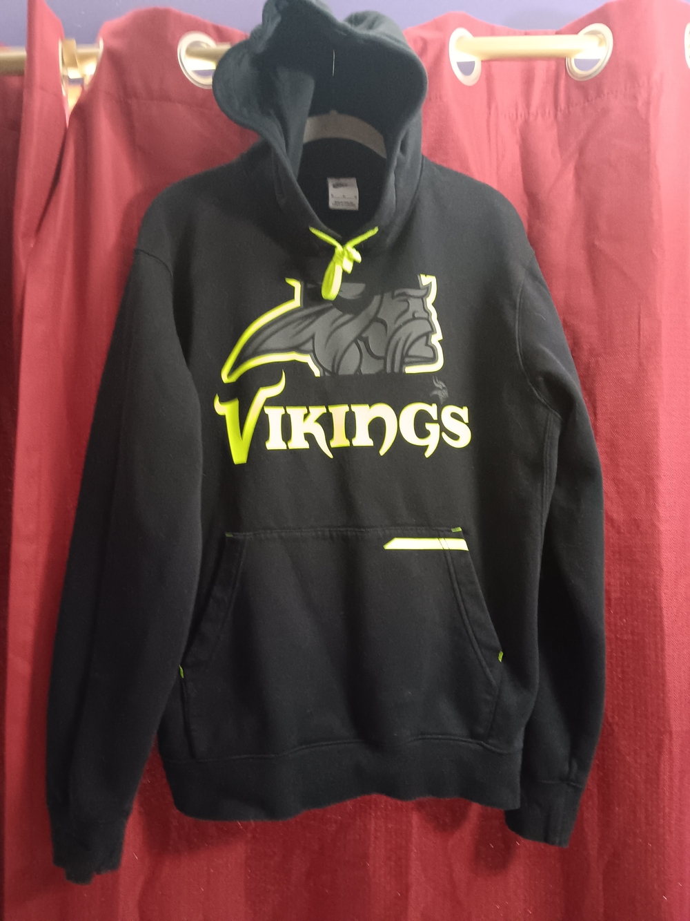 Nike Black Vikings Hoodie with Neon Yellow Accents